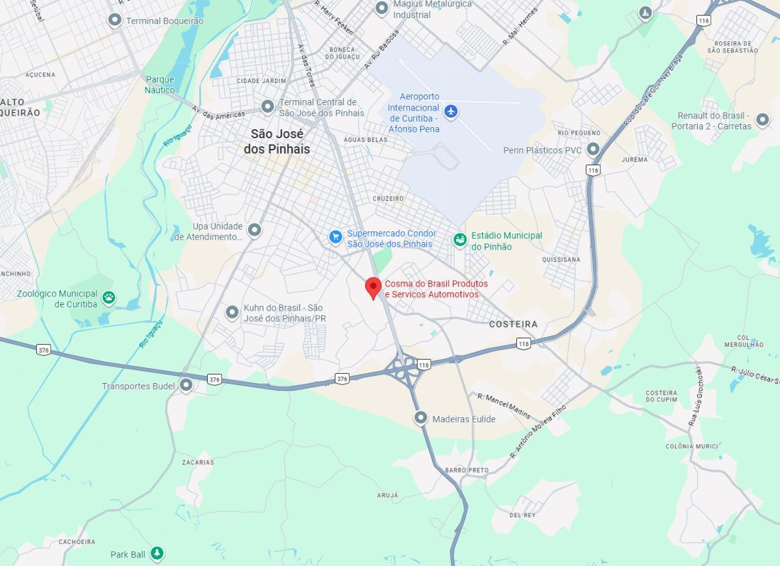 Mapa comercial indicando o imóvel e a BR-376